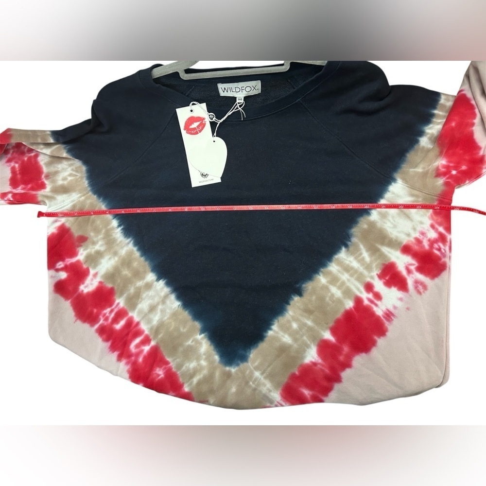 Wildfox Size Medium Daydreamer V-Pattern Tie-Dye Terry Oversized Crew Sweater - Picture 3 of 4